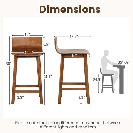 Dreamade 2 or 4 Bar Stools Set with Low Back & Footrest