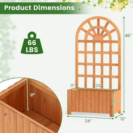 Dreamade Wooden Raised Garden Bed with Trellis 48 Inch Outdoor Screen