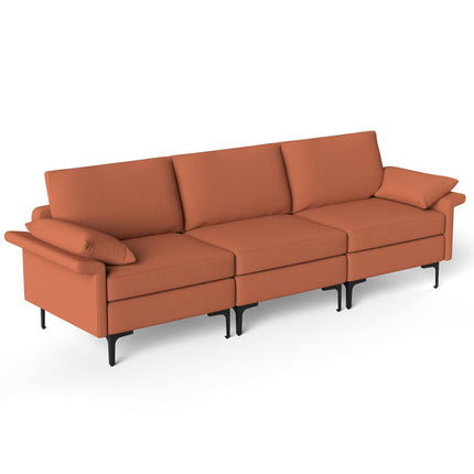 Dreamade 3-Seat Sectional Sofa Couch, 100.5" L Convertible Sleeper with USB Port & Outlet