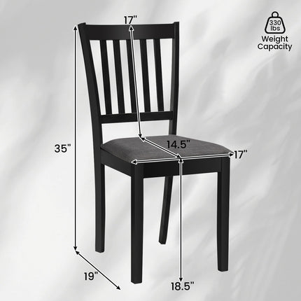 Dreamade Modern Farmhouse Wood Slat-Back Kitchen Chairs w/Padded Seat (2/4)