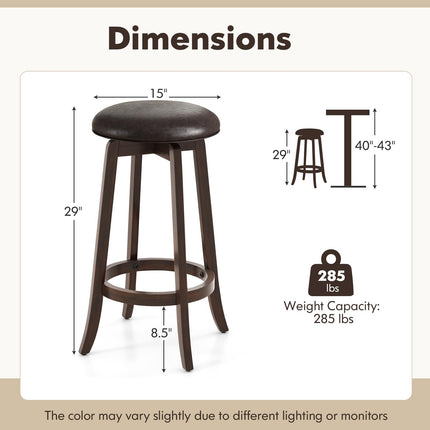 Dreamade Bar Stools Set， 29"/ 24" Bar Height Bar Stools w/ 360° Swivel Round Seat & Footrest
