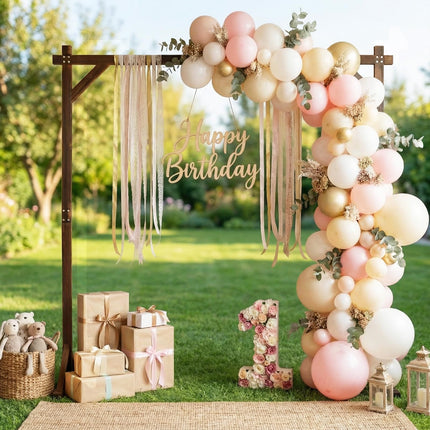 Dreamade 87" Wood Wedding Arbor Backdrop Stand with Ground Stakes
