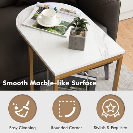Dreamade Side Table, 2-Tier C-Shaped End Table