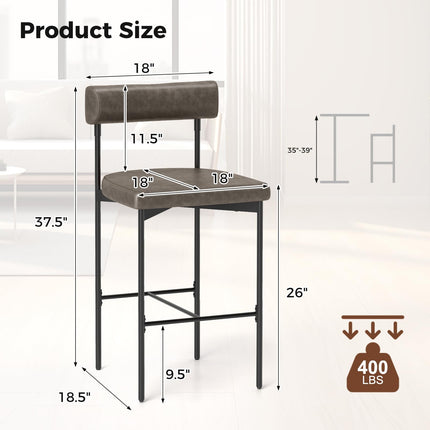 Dreamade Counter Height Bar Stools, 26 Inch Upholstered Bar Chairs with Back