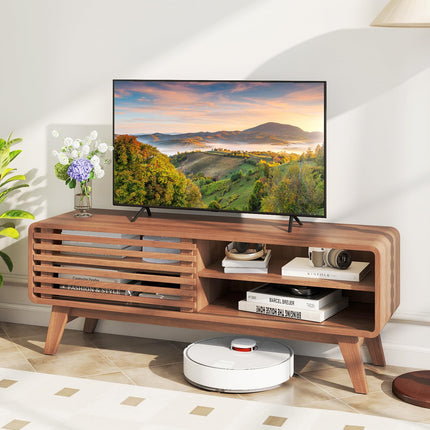 Dreamade TV Stand for TVs up to 55" with Sliding Door and Adjustable Shelves for Living Room