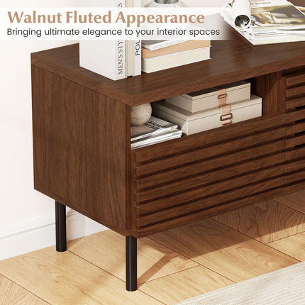 Dreamade Mid Century Modern TV Stand with Fluted Entertainment Center