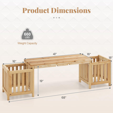 Dreamade 2-in-1 Outdoor Bench with 2 Raised Garden Beds