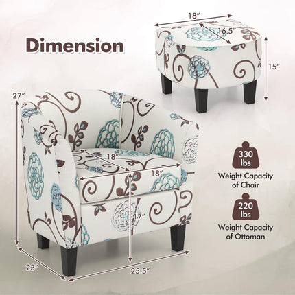 Dreamade Small Accent Chair with Ottoman Set