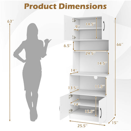 Dreamade 66" Kitchen Pantry Cabinet with Charging Station