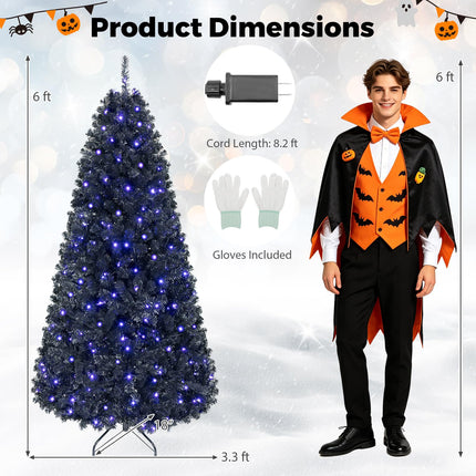 DREAMADE 6/7 ft Prelit Black Christmas Tree