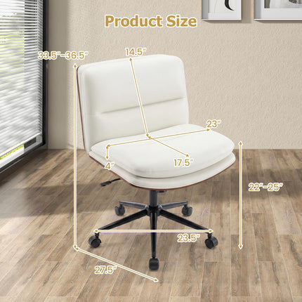 Dreamade Armless Office Chair with Wheels for Home Office & Bedroom