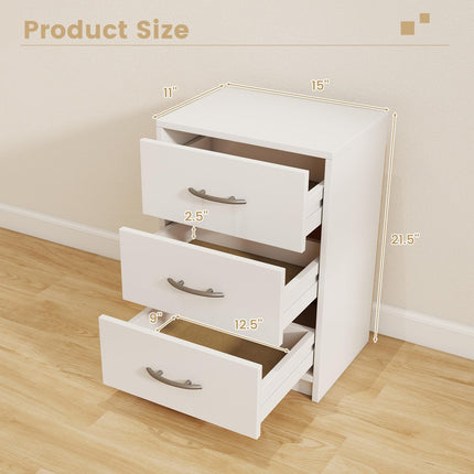 Dreamade Nightstand with 3 Drawers, Modern Night Stand with Storage Drawers, White