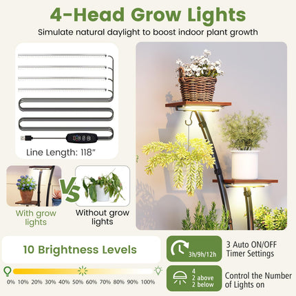 Dreamade Plant Stand Indoor 8-Tier 62" Tall Corner Metal Plant Shelf for Multiple Plants