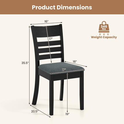 Dreamade Wooden Upholstered Kitchen Chair w/Rubber Wood Frame (2/4)