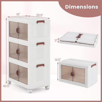 Dreamade 3-tier Collapsible Storage Bins with Wheels and Lid