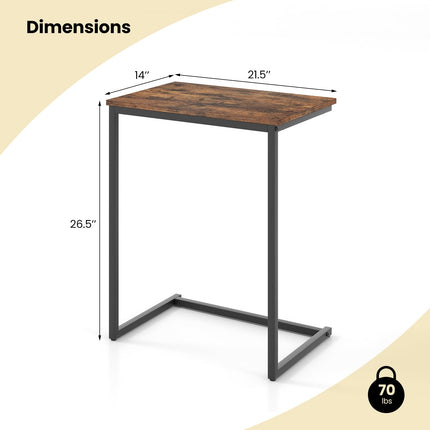 Dreamade C Shaped End Table, 26.5" Slide-Under Couch Table for Laptop Coffee Snack