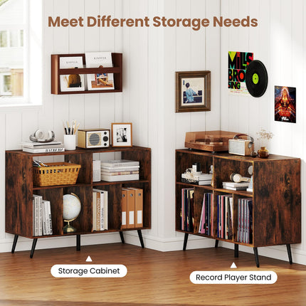 Dreamade Large Record Player Stand with Charging Station