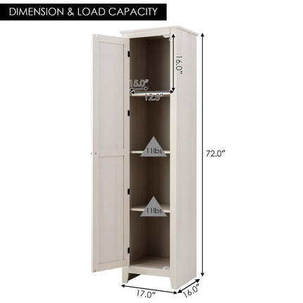 Dreamade Tall Storage Cabinet Freestanding Floor Storage Tower with Four Shelves and Single Door