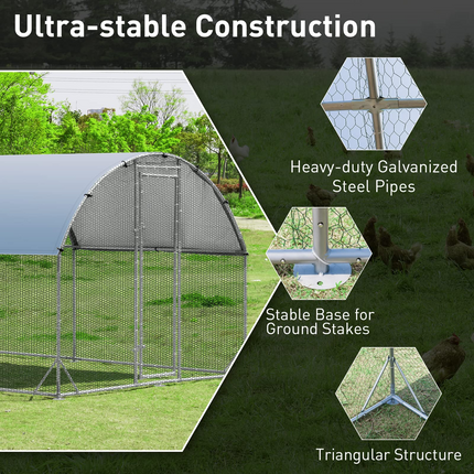 Dreamade Large Metal Chicken Coop, Dome Shaped Poultry Cage Hen Run House Rabbits Habitat for Backyard Farm Outdoor