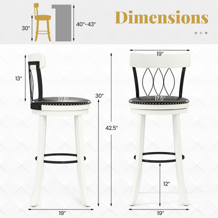 Dreamade Swivel Bar Height Bar Chairs with Footrest