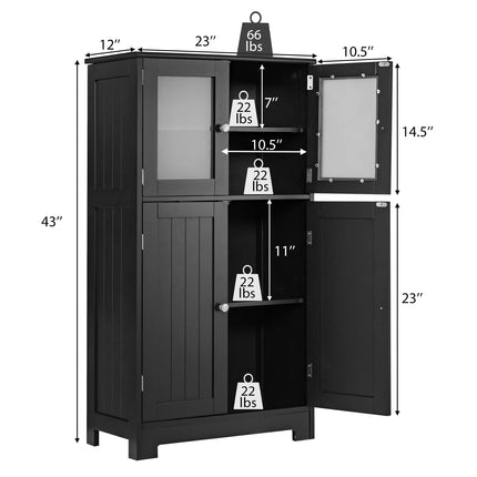 Dreamade Storage Cabinet with Doors - Bathroom Floor Cabinet, Freestanding Tall Cabinet