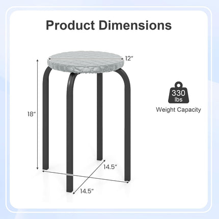 Dreamade 18" Stackable Stools Set of 6 | Round Nesting Stools with Removable Washable Covers