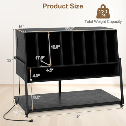 Dreamade large Record Player Stand with Charging Station