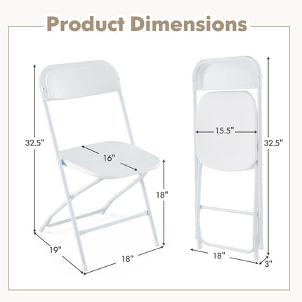Dreamade Folding Chair with Plastic Seat & Back, Heavy-Duty Metal Frame