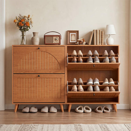 Dreamade Shoe Storage Cabinet with 2 Flip Drawers