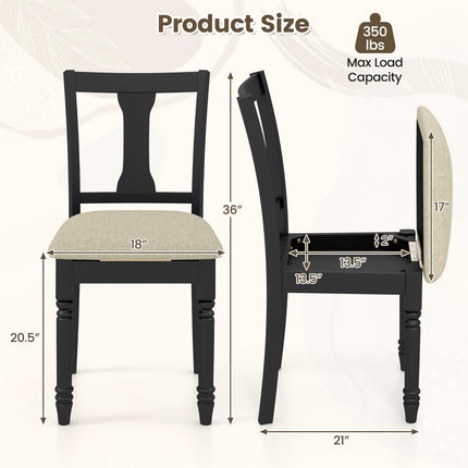 Dreamade Wood Dining Chairs Set Farmhouse Dining Room Chair with Cushion Seat, Armless Wooden Dining Side Chairs