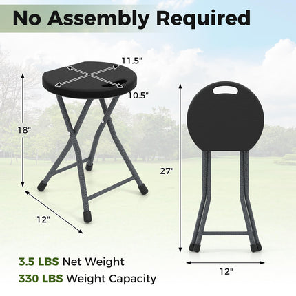 Dreamade Folding Stool, 18” Height Foldable Bar Stools, Portable Folding Chairs with Built-in Carry Handle