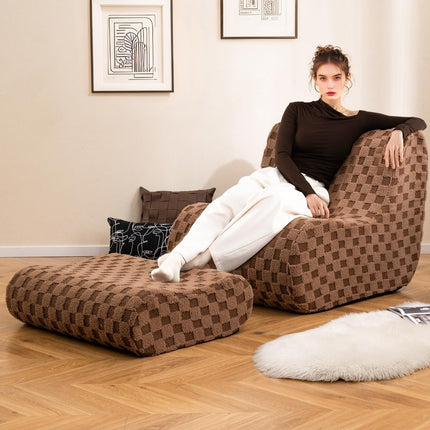 Dreamade Bean Bag Chair with Ottoman Comfy Lazy Sofa Chair with One-Piece Foam Filling