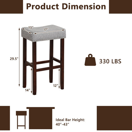 Dreamade 29.5" Bar Height Bar Stools Set of 4 - Backless Saddle Barstools with Nailhead Linen Foam Seat