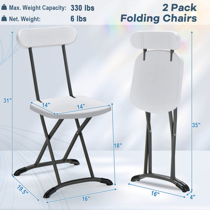 Dreamade 2-Pack Folding Chairs, Plastic Event Chairs, Lightweight Foldable Chairs with Solid X-Shape Frame