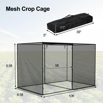 Dreamade Garden Crop Cage | 10 x 6.5 x 6.5 ft Plant Netting Cover w/Zipper Doors