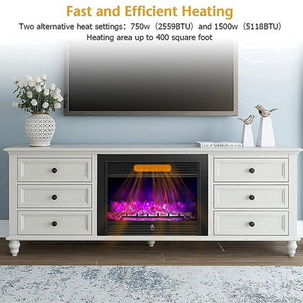 Dreamade 28.5" Electric Fireplace Insert Recessed Mounted with 3 Color Adjustable Flames