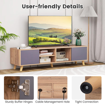 Dreamade TV Stand for TVs up to 65 Inch, Entertainment Center with 2 Side Cabinets