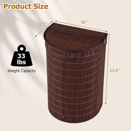 Dreamade 16 Gal Bamboo Laundry Hamper with Zippered Lid
