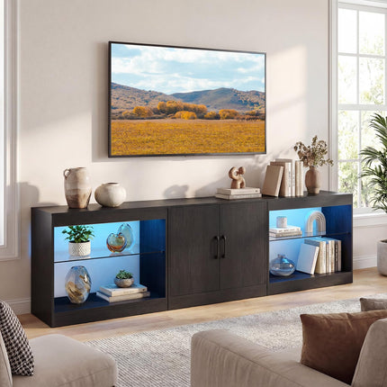 Dreamade LED TV Stand for 85 Inch TV | Modern Entertainment Center with Power Outlets