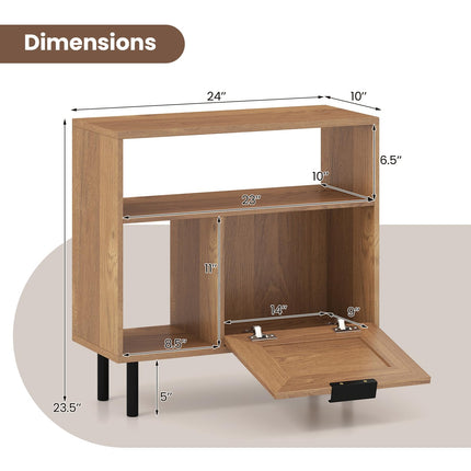 Dreamade Accent Side End Table with Storage Shelf and Cabinet for Small Space