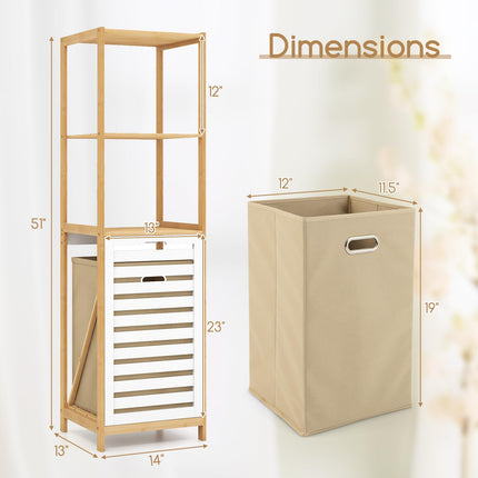 Dreamade Tilt Out Laundry Hamper - Laundry Hamper Cabinet with 3 Tier Storage Shelves, Removable Laundry Basket