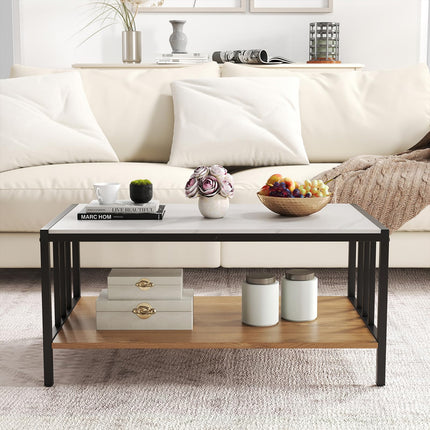 Dreamade 2 Tier Coffee Table with Storage for Living Room