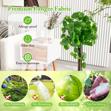 Dreamade 44’’ Artificial Crabapple Tree, Tall Fake Plant in Pot with Real Wood Trunk