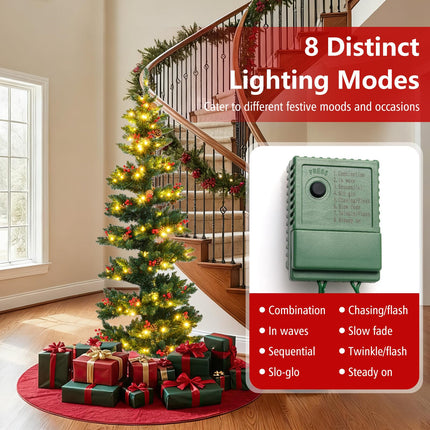 Dreamade 6FT / 7FT Pre-Lit Spiral Christmas Tree with Branch Tips Pine Cones Red Berries