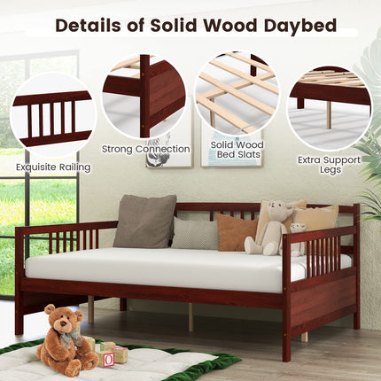 Dreamade Full Size Daybed, Wooden Daybed Sofa Bed Frame with Wood Slat Support for Kids Teens (Full)