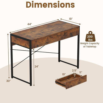 Dreamade Computer Desk with 2 Drawers for Small Spaces
