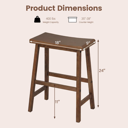 Dreamade 24 Inch Counter Height Saddle Bar Stools with Footrest (2/4)