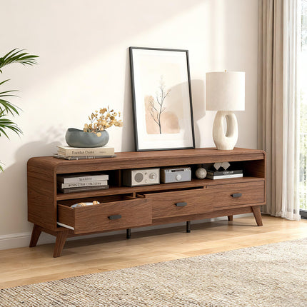 Dreamade TV Stand for 60-70 Inch TV Mid-Century Modern Entertainment Center with 3 Storage Drawers