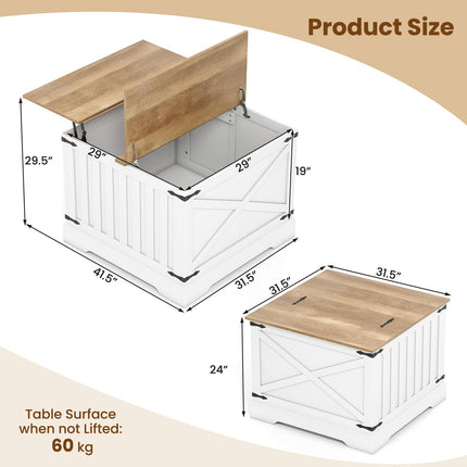 Dreamade 31.5" Square Wood Center Table with Large Hidden Storage Compartment & Hinged Lift Top