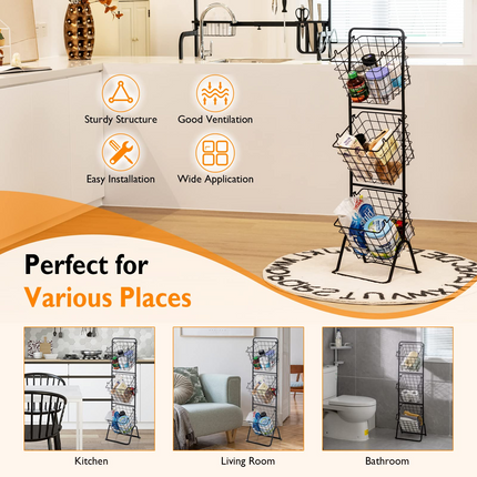 Dreamade 3-Tier Wire Basket Stand